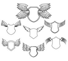 ailes badge bouclier emblème logo conception vecteur isolé