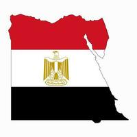 Egypte carte silhouette avec drapeau isolé sur blanc Contexte vecteur