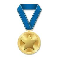 médaille d'or avec illustration étoile à partir de formes géométriques vecteur