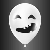 Halloween blanc ballon illustration avec effrayant et marrant visage isolé sur foncé Contexte vecteur