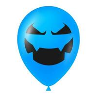 Halloween bleu ballon illustration avec effrayant et marrant visage vecteur