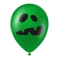 Halloween vert ballon illustration avec effrayant et marrant visage vecteur