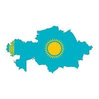 kazakhstan carte silhouette avec drapeau isolé sur blanc Contexte vecteur