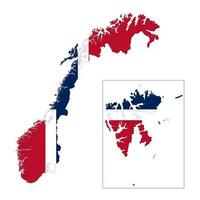 Norvège carte silhouette avec drapeau isolé sur blanc Contexte vecteur