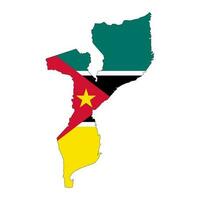 mozambique carte silhouette avec drapeau isolé sur blanc Contexte vecteur