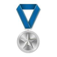 médaille d'argent avec illustration étoile à partir de formes géométriques vecteur