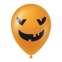 Halloween Orange ballon illustration avec effrayant et marrant visage vecteur