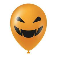 Halloween Orange ballon illustration avec effrayant et marrant visage vecteur