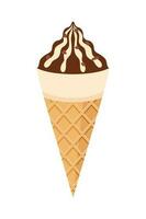 la glace crèmes plat illustration, sucré savoureux desserts, la glace crème gaufre cônes, sucettes glacées avec différent garnitures dessin animé vecteur illustration