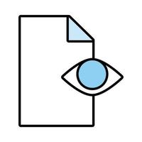 document papier avec ligne des yeux et icône de style de remplissage vecteur