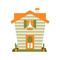 mignonne carton maison vecteur illustration. le famille maison icône isolé sur blanc Contexte. quartier avec maisons illustré.
