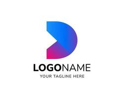 vecteur lettre ré numérique La technologie avec futuriste Couleur icône logo conception modèle