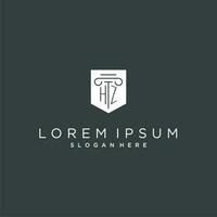 hz monogramme avec pilier et bouclier logo conception, luxe et élégant logo pour légal raffermir vecteur