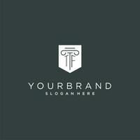 tf monogramme avec pilier et bouclier logo conception, luxe et élégant logo pour légal raffermir vecteur