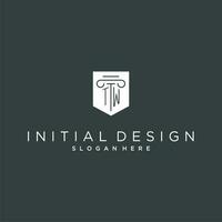 deux monogramme avec pilier et bouclier logo conception, luxe et élégant logo pour légal raffermir vecteur