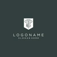 wg monogramme avec pilier et bouclier logo conception, luxe et élégant logo pour légal raffermir vecteur