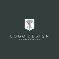 zl monogramme avec pilier et bouclier logo conception, luxe et élégant logo pour légal raffermir vecteur