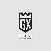 initiale gx logo bouclier forme, Créatif esport logo conception vecteur