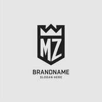 initiale mz logo bouclier forme, Créatif esport logo conception vecteur