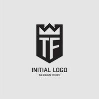 initiale tf logo bouclier forme, Créatif esport logo conception vecteur