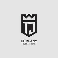 initiale tj logo bouclier forme, Créatif esport logo conception vecteur