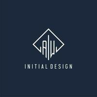 aw initiale logo avec luxe rectangle style conception vecteur