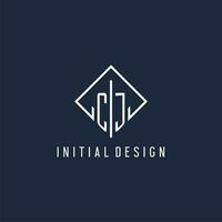 cj initiale logo avec luxe rectangle style conception vecteur