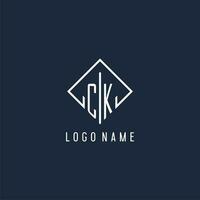 ck initiale logo avec luxe rectangle style conception vecteur