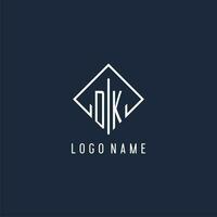 dk initiale logo avec luxe rectangle style conception vecteur