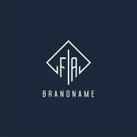 FA initiale logo avec luxe rectangle style conception vecteur