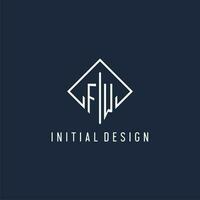 fw initiale logo avec luxe rectangle style conception vecteur