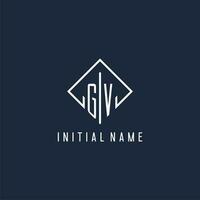 gv initiale logo avec luxe rectangle style conception vecteur