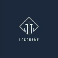 jt initiale logo avec luxe rectangle style conception vecteur