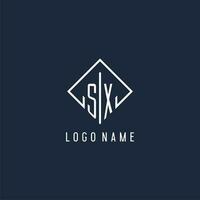 sx initiale logo avec luxe rectangle style conception vecteur