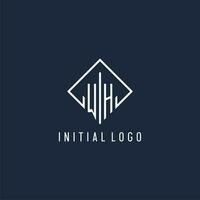 quoi initiale logo avec luxe rectangle style conception vecteur