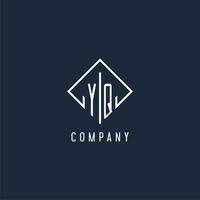 yq initiale logo avec luxe rectangle style conception vecteur