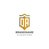 monogramme da logo avec bouclier géométrique forme, élégant luxe initiale logo conception vecteur