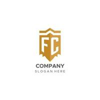 monogramme fc logo avec bouclier géométrique forme, élégant luxe initiale logo conception vecteur