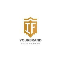 monogramme si logo avec bouclier géométrique forme, élégant luxe initiale logo conception vecteur