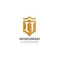 monogramme il logo avec bouclier géométrique forme, élégant luxe initiale logo conception vecteur