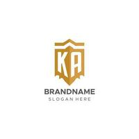 monogramme ka logo avec bouclier géométrique forme, élégant luxe initiale logo conception vecteur