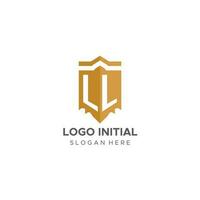 monogramme ll logo avec bouclier géométrique forme, élégant luxe initiale logo conception vecteur
