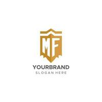 monogramme mf logo avec bouclier géométrique forme, élégant luxe initiale logo conception vecteur