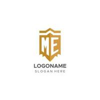 monogramme moi logo avec bouclier géométrique forme, élégant luxe initiale logo conception vecteur