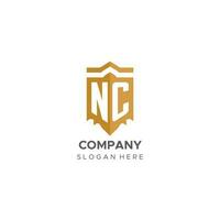 monogramme NC logo avec bouclier géométrique forme, élégant luxe initiale logo conception vecteur