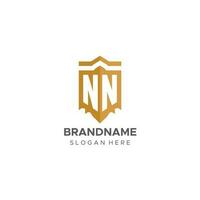 monogramme nn logo avec bouclier géométrique forme, élégant luxe initiale logo conception vecteur