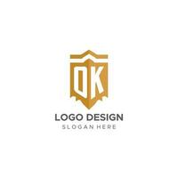 monogramme D'accord logo avec bouclier géométrique forme, élégant luxe initiale logo conception vecteur