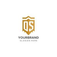 monogramme os logo avec bouclier géométrique forme, élégant luxe initiale logo conception vecteur