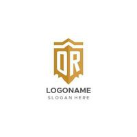 monogramme ou logo avec bouclier géométrique forme, élégant luxe initiale logo conception vecteur