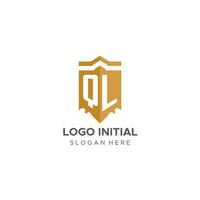 monogramme ql logo avec bouclier géométrique forme, élégant luxe initiale logo conception vecteur